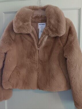 Old Navy Plush Faux Fur Jacket Camel Tan Size Small NWT